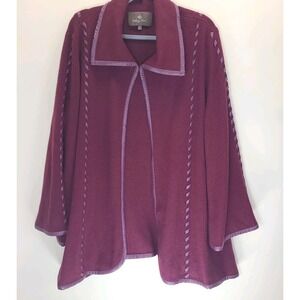 Patricia Nash Shawl Collar Sweater Cardigan Faux Leather Trim Women M/L Boho